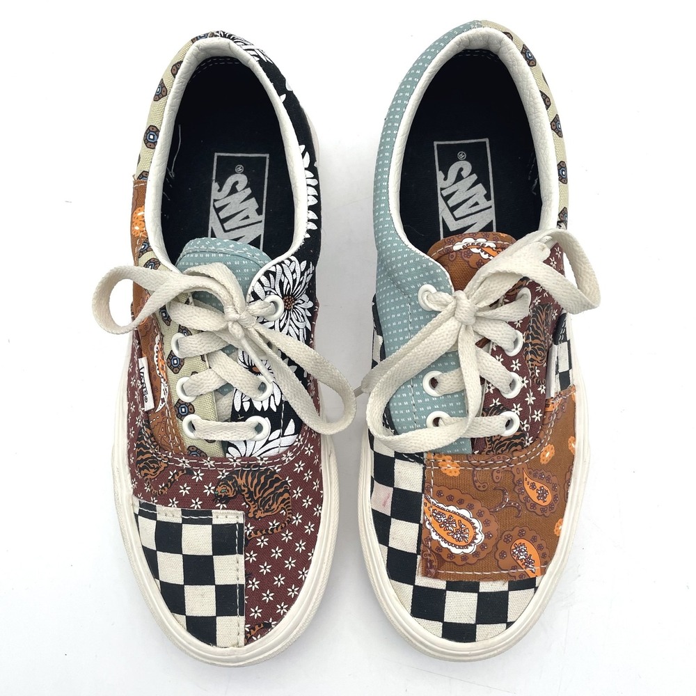 Vans Era Patchwork Floral Checkerboard Sneakers Womens Size 7 Boho Shoes
